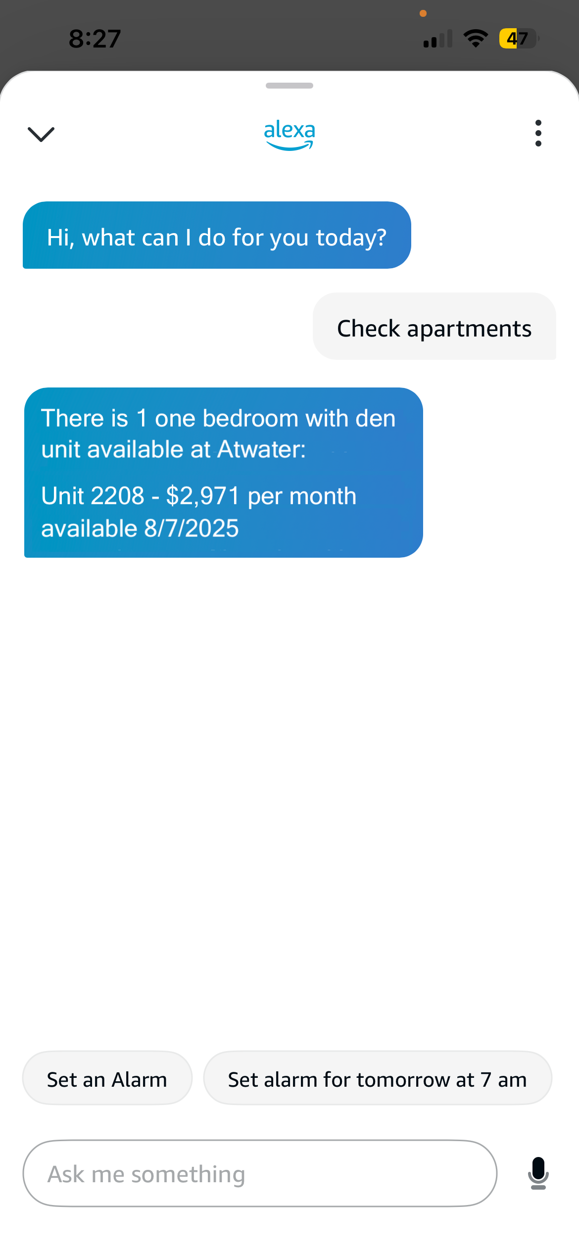Apartment Scraper Alexa Skill Screenshot