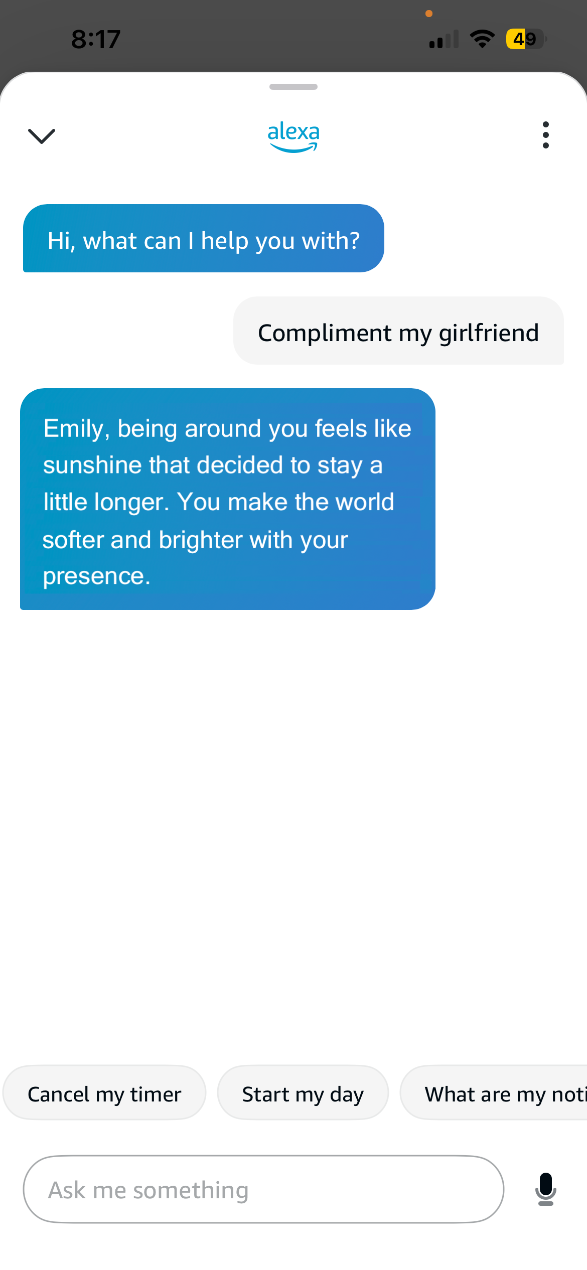 Compliment my Girlfriend Alexa Skill Screenshot